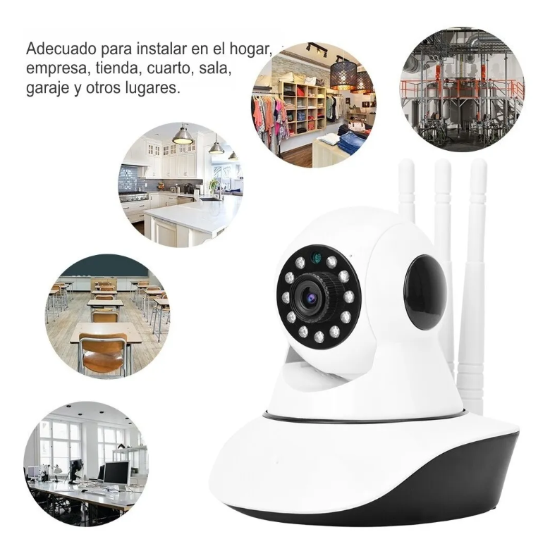 Cámara De Seguridad Ip Wifi Robot 1080P Full Hd 360° 3 Antenas